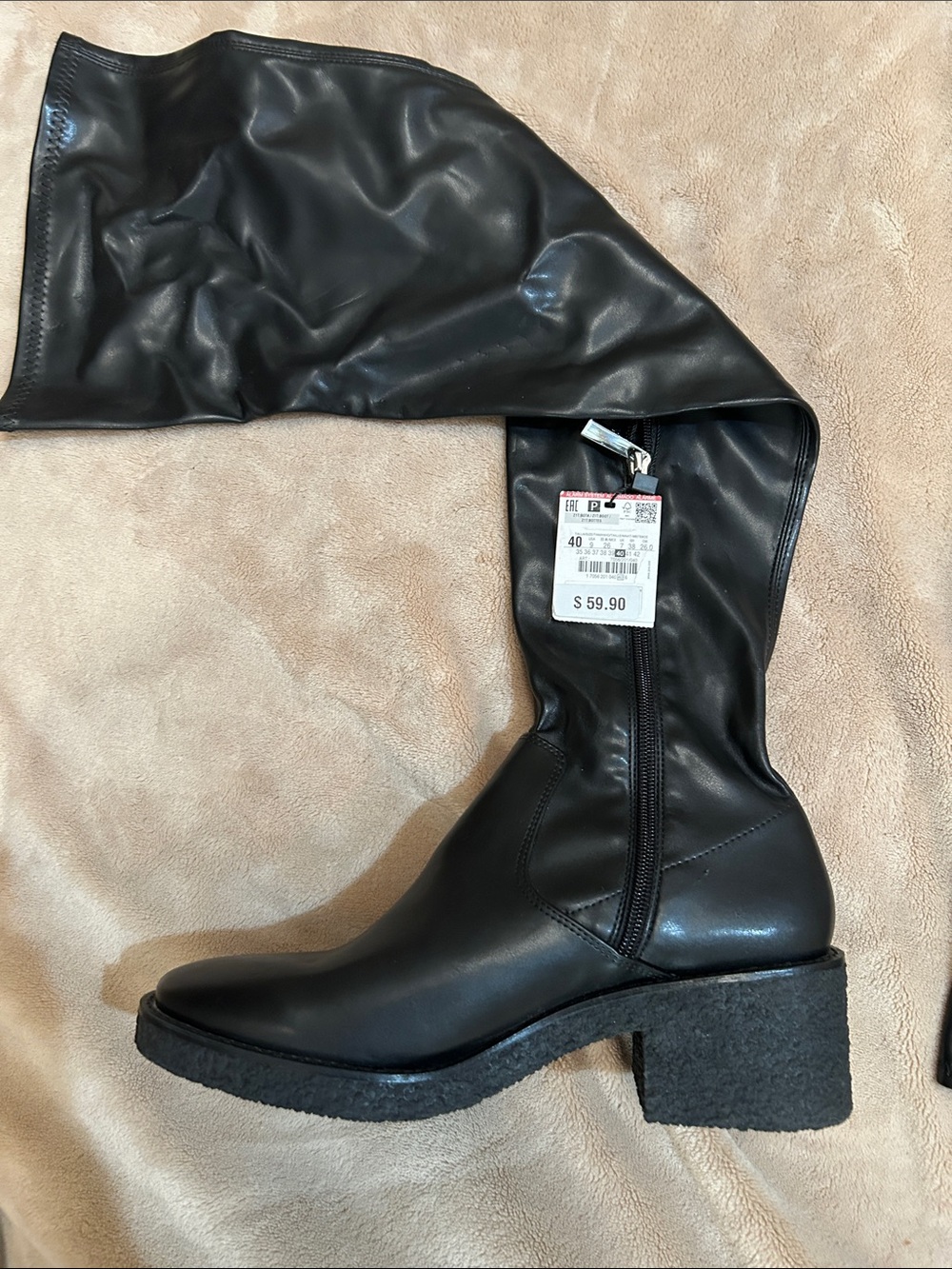 Zara Faux Leather Over The Knee Boots - Picture 5 of 6